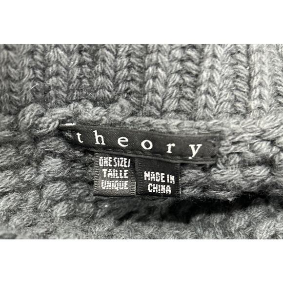 Theory Charcoal Gray Wool Cashmere High Neck Sweater Shrug Poncho One Size - Picture 6 of 7